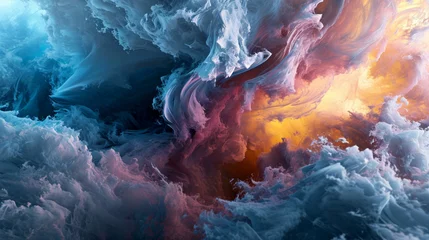 Deurstickers 抽象的な雲。モダンな未来的なパターンの大理石の半透明色のテクスチャーGenerativeAI © enopi