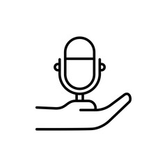 Microphone outline icons, minimalist vector illustration ,simple transparent graphic element .Isolated on white background