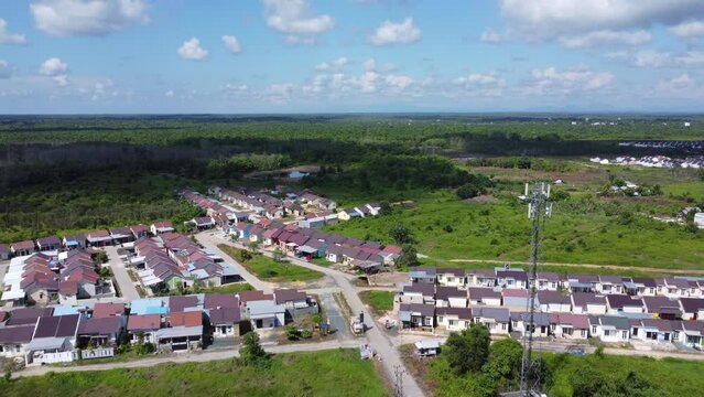 Aerial view of subsidized housing (KPR) on a wide and green land