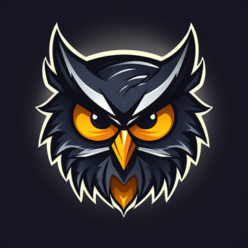 Owl Mascot Vector Illustration, Modern Owl Logo design concept, Angry owl face logo isolated on white background, Angry E sports Club emblem 