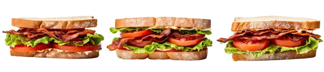 Collection of PNG. Bacon Lettuce and Tomato Sandwich isolated on a transparent background.