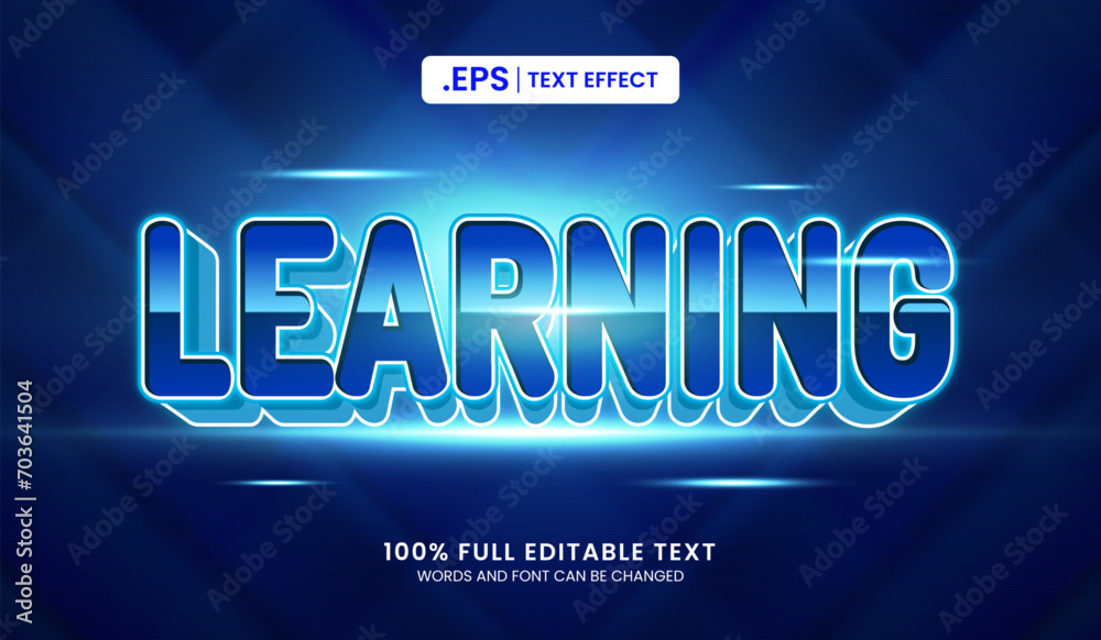Wall mural design editable text effect, learning text vector illustration