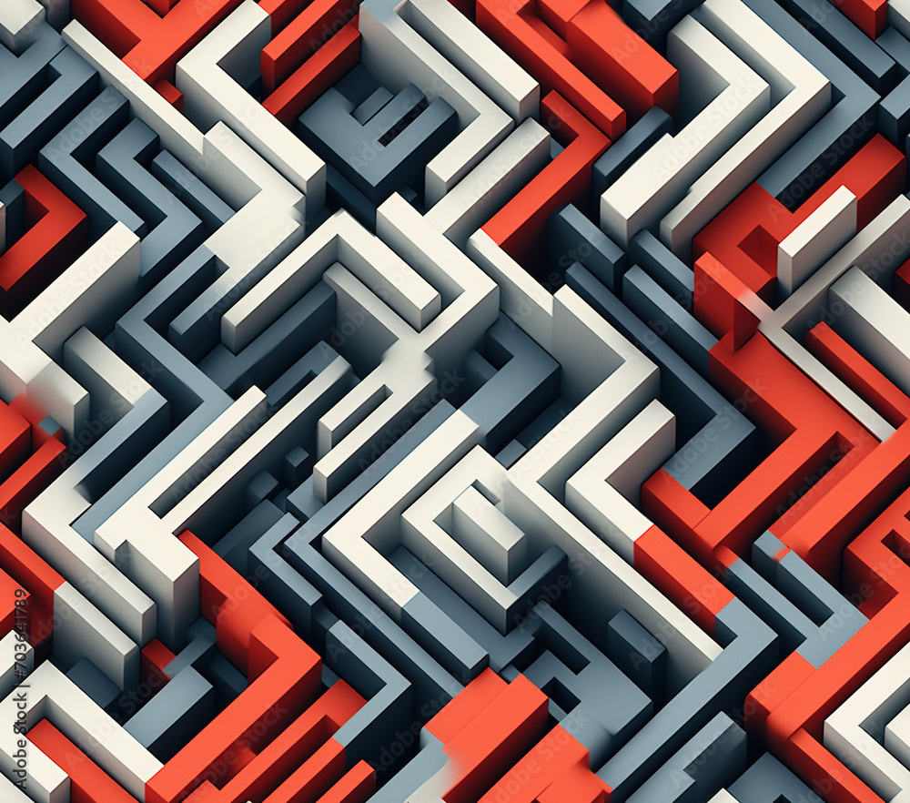 Poster 3d block print seamless patterns