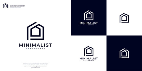 structure architect home real estate minimalist modern simple logo design inspiration - obrazy, fototapety, plakaty