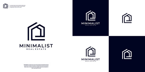 Creative home real estate minimalist modern simple logo design vector - obrazy, fototapety, plakaty