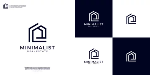 Foto op Canvas Creative home real estate minimalist modern simple logo design vector © pardiJP