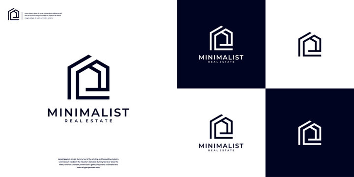 Creative home real estate minimalist modern simple logo design vector