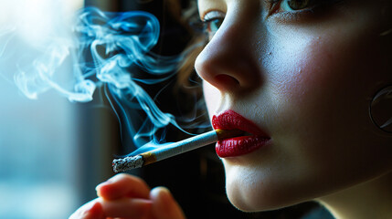 タバコを吸う女性 - obrazy, fototapety, plakaty
