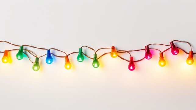 Collection String Of Christmas Lights Isolated On White Background With Clipping Path Isolated On White Background,. Created Using Generative AI Technology