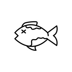Rotten fish outline icons, poison minimalist vector illustration ,simple transparent graphic element .Isolated on white background