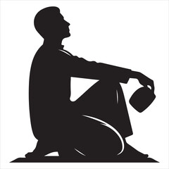 A Muslim man vector silhouette, A Muslim Arab man vector, Isolated White background