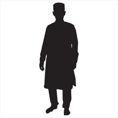 A Muslim man vector silhouette, A Muslim Arab man vector, Isolated White background