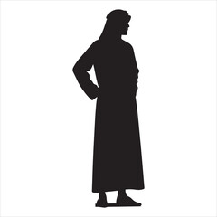 A Muslim man vector silhouette, A Muslim Arab man vector, Isolated White background