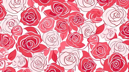 Fototapeta na wymiar Beautiful roses background illustration. White, pink, and red flowers pattern.