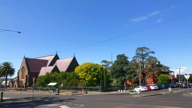 Church. View of a town church on a summers day. St Patricks Cathedral. Ballarat, Australia.