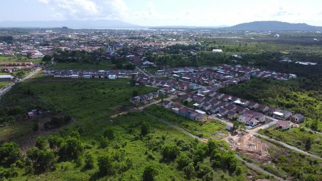 Aerial view of subsidized housing (KPR) on a wide and green land