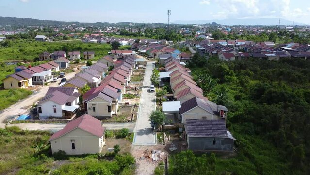Aerial view of subsidized housing (KPR) on a wide and green land