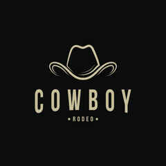 Cowboy hat rodeo logo design vintage retro style - obrazy, fototapety, plakaty