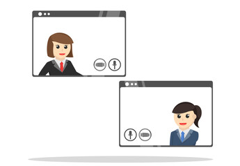 Business woman Video call conference working from home design character on white background