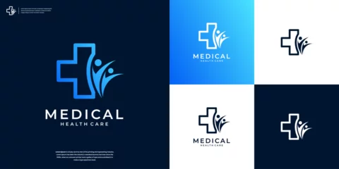 Fotobehang Medical pharmacy logo design inspiration © pardiJP