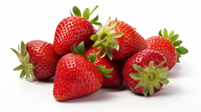 Fresh strawberries png images _ fruit images _ healthy fruit images _ fresh strawberries in isolated white background isolated on white background,. Created using Generative AI Technology