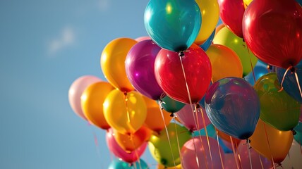 Fototapeta na wymiar Colorful balloons against a blue sky