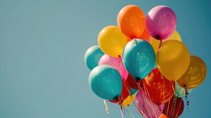 Colorful balloons against a clear sky