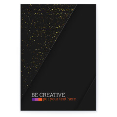 Glittering effect with golden dust on black Poster design Layered style