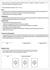 certificate or template  of school admission form