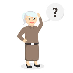 Fototapeta na wymiar Old woman confused design character on white background
