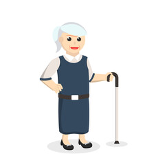 Old woman With Walking Stick design character on white background