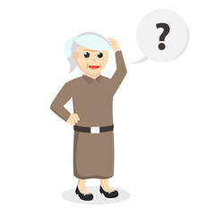 Old woman confused design character on white background