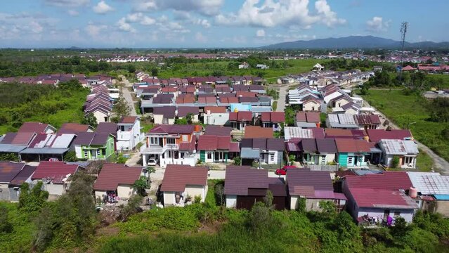 Aerial view of subsidized housing (KPR) on a wide and green land