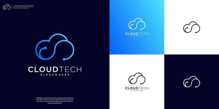 Cloud tech logo design template