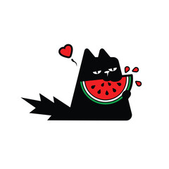 Black Cat and Watermelon