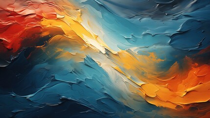 Abstract oil paint texture background. Blue, orange, yellow and red colors