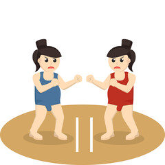 Sumo woman Wrestler design character on white background