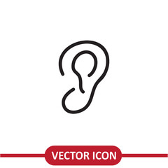 Ear icon vector. Listen sign flat trendy style illustration on white background..eps