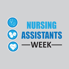 Nursing assistants week is observed every year in June, creative flat illustration on white background..eps