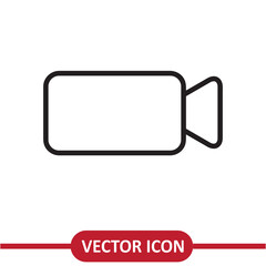 Video camera vector icon. Video record symbol, flat liner illustration on white background..eps