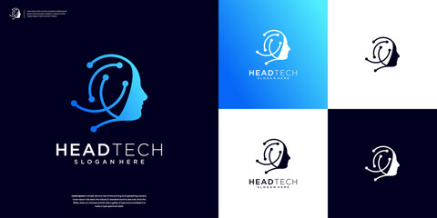 Abstract artificial intelligence logo. High innovation tech logo design inspiration - obrazy, fototapety, plakaty