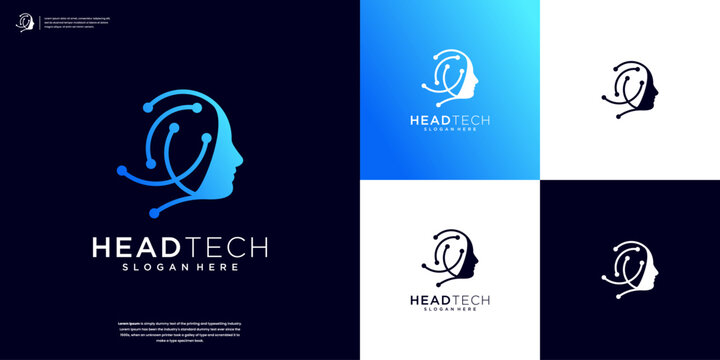 Abstract artificial intelligence logo. High innovation tech logo design inspiration