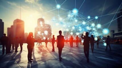 business online communication and abstract social network connection concept 