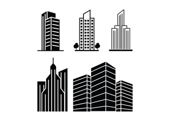 Skyscraper building real estate icon silhouette