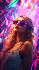 Rave girl at rave party, rave girl, woman at a party, woman at a rave