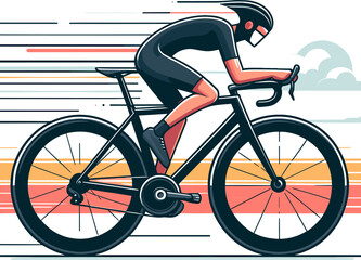 Fototapeta premium Velocity Pursuit: Cyclist Conquering Twists and Turns in Vector Illustration
