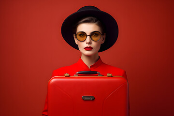 Woman with suitcase, suitcase, traveling woman, travel , travel with a suitcase