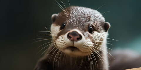 Fototapeta premium cute baby otter, generative AI