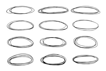 Hand drawn frame clipart. Ink scribble set. Elements for design