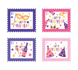Naklejka premium New Year decoration art vector. Cute and simple party celebration designs